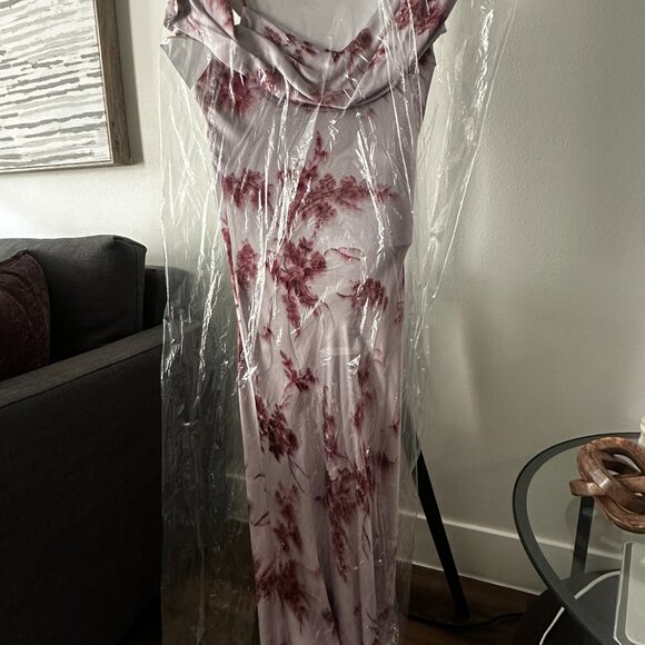 Reformation Ronda Asymmetric Cowl-Neck Silk Maxi Dress Purple | Size 0 - Picture 4 of 5